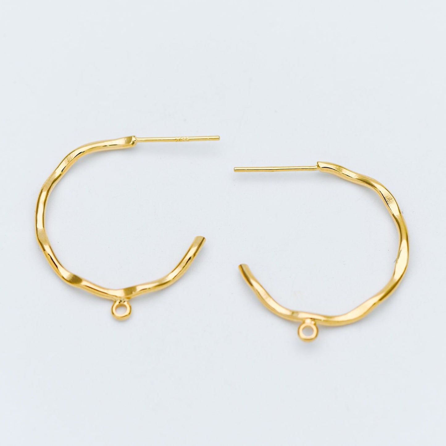 10pcs Gold/ Rhodium plated Brass Earring Posts, Gold/ Silver tone Circle Stud Earring with Ring/Loop, Circle Size 24mm (GB-535)