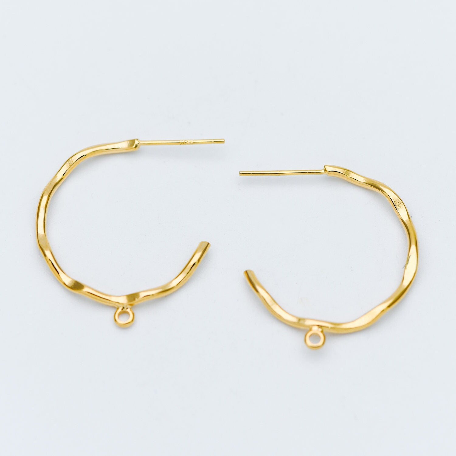 10pcs Gold/ Rhodium plated Brass Earring Posts, Gold/ Silver tone Circle Stud Earring with Ring/Loop, Circle Size 24mm (GB-535)