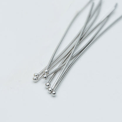 100pcs Gold/ Silver/ Rose Gold Ball Point Headpins, 0.5mm (24 Gauge)/ 0.7mm (21 Gauge), Gold/ Rhodium plated Brass Ball Head Pins (GB-024)