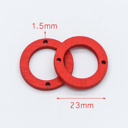 20pcs Wood Round Circle Pendants 23mm, Geometric Connector Charms, DIY Jewelry Components (#HT-65)
