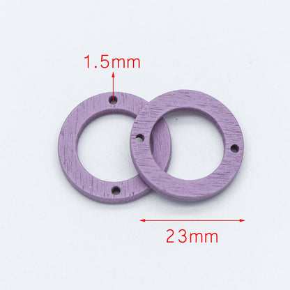 20pcs Wood Round Circle Pendants 23mm, Geometric Connector Charms, DIY Jewelry Components (#HT-65)