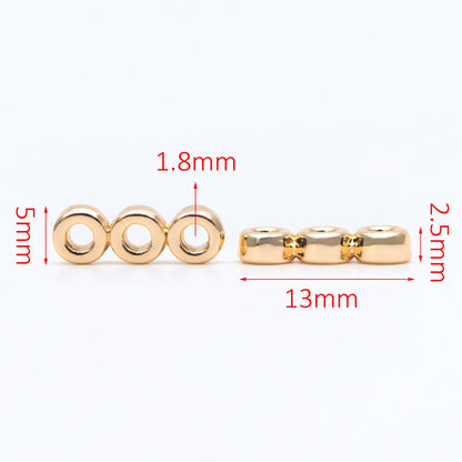 10pcs Gold Round Loop Charms 13x5mm, Multi Strand Ring Connectors, Geometric Hoop Pendants (GB-653)