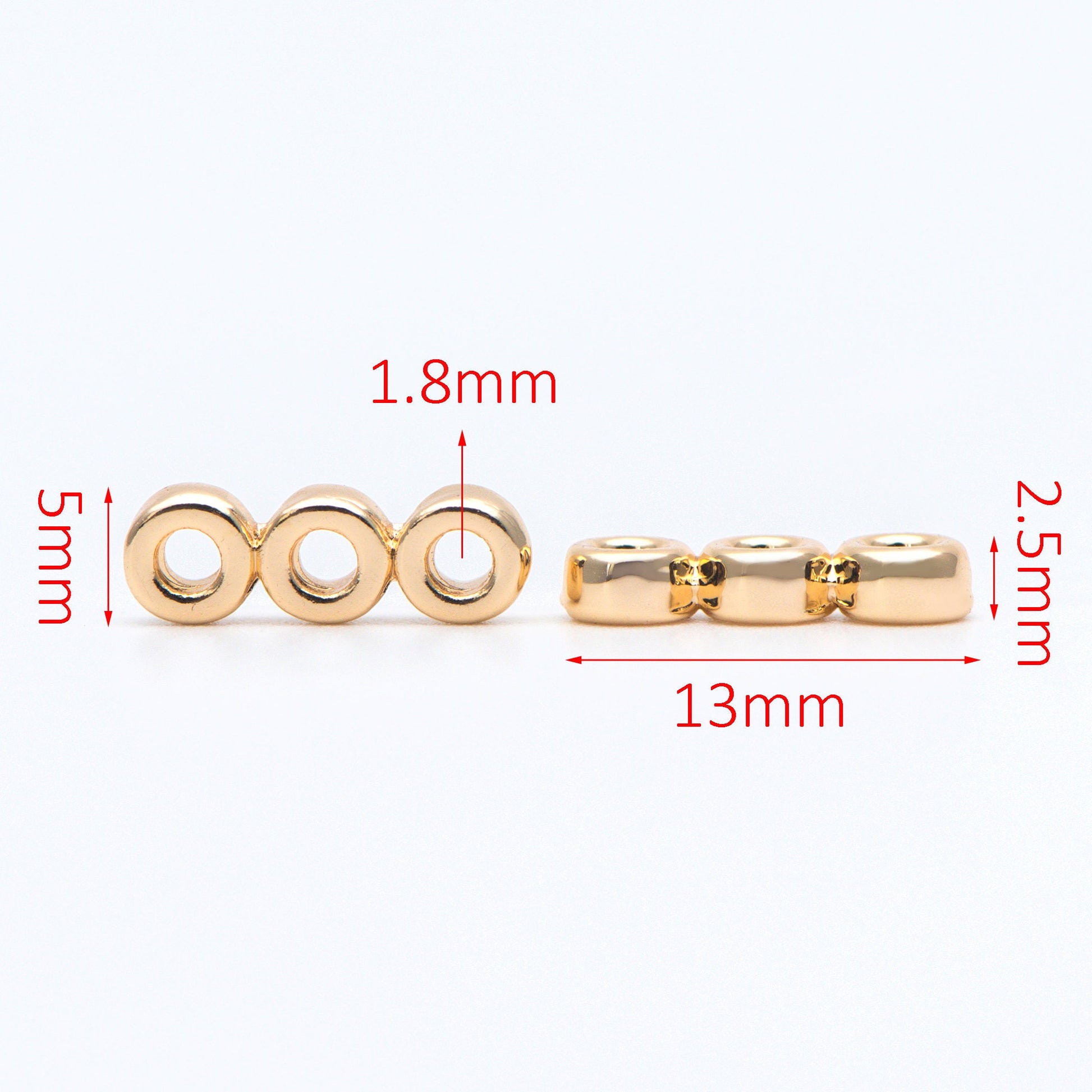 10pcs Gold Round Loop Charms 13x5mm, Multi Strand Ring Connectors, Geometric Hoop Pendants (GB-653)