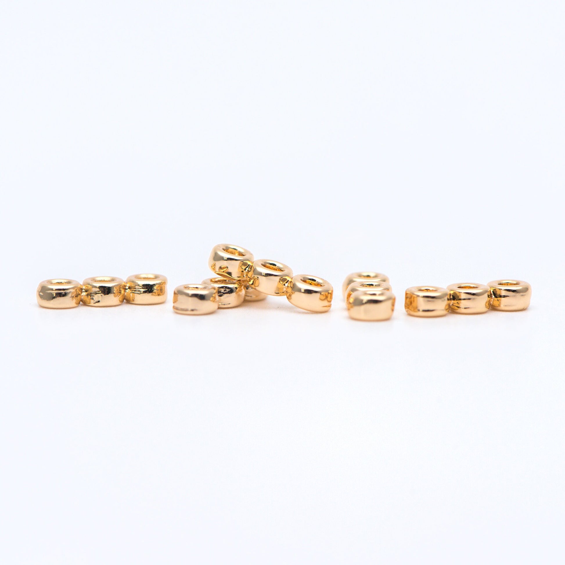 10pcs Gold Round Loop Charms 13x5mm, Multi Strand Ring Connectors, Geometric Hoop Pendants (GB-653)