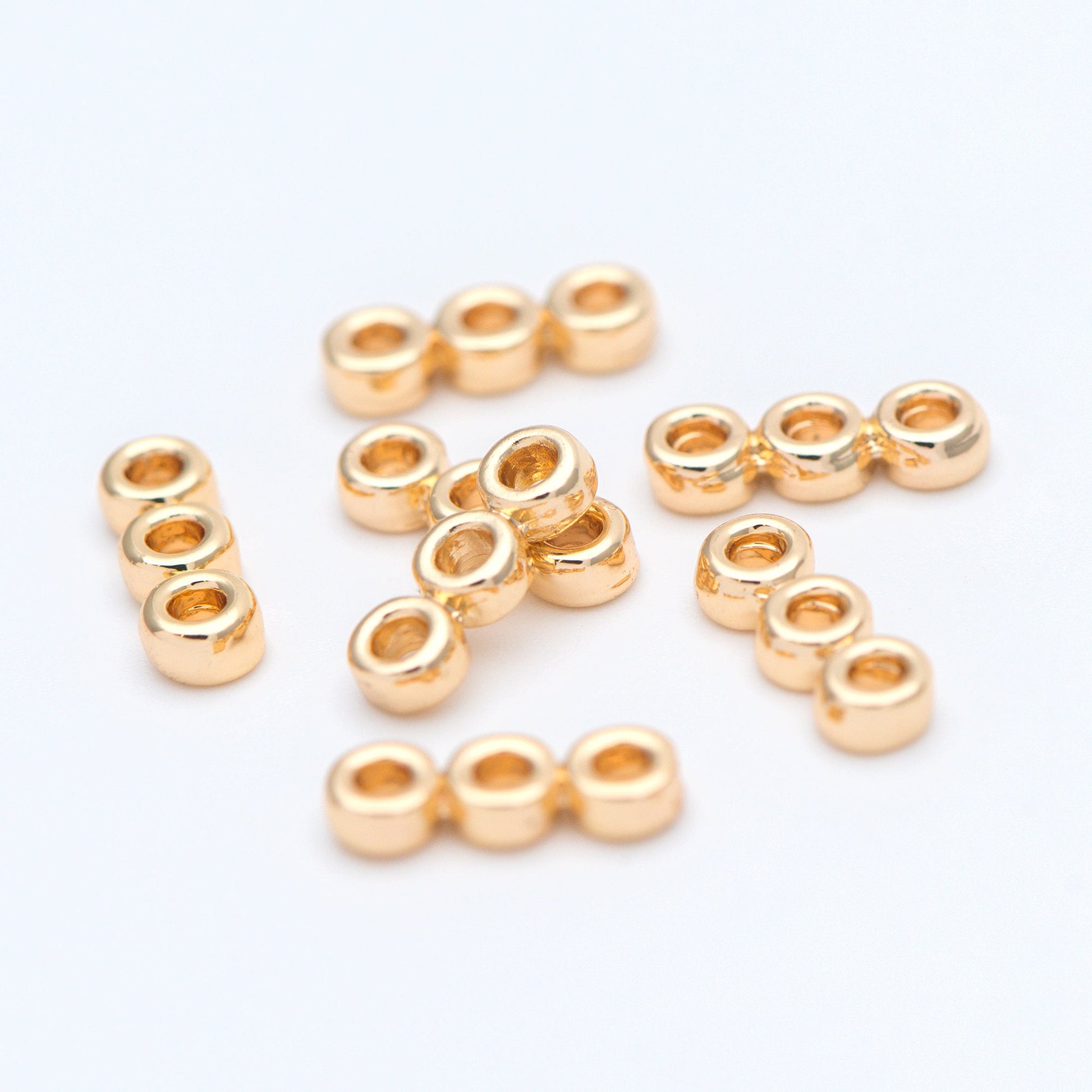 10pcs Gold Round Loop Charms 13x5mm, Multi Strand Ring Connectors, Geometric Hoop Pendants (GB-653)