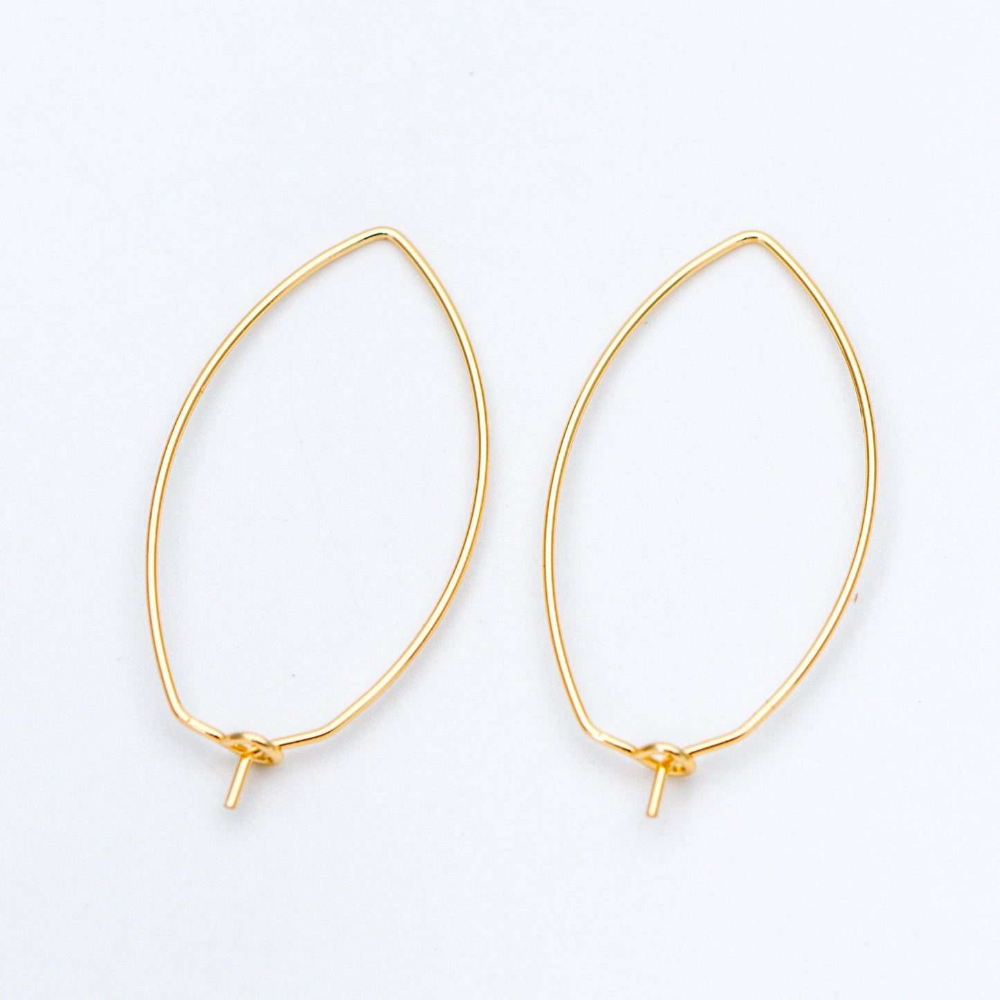 10pcs Gold/ Silver Tone Oval Hoop Ear Wire, Gold/ Rhodium plated Brass Threader Earrings (GB-659)