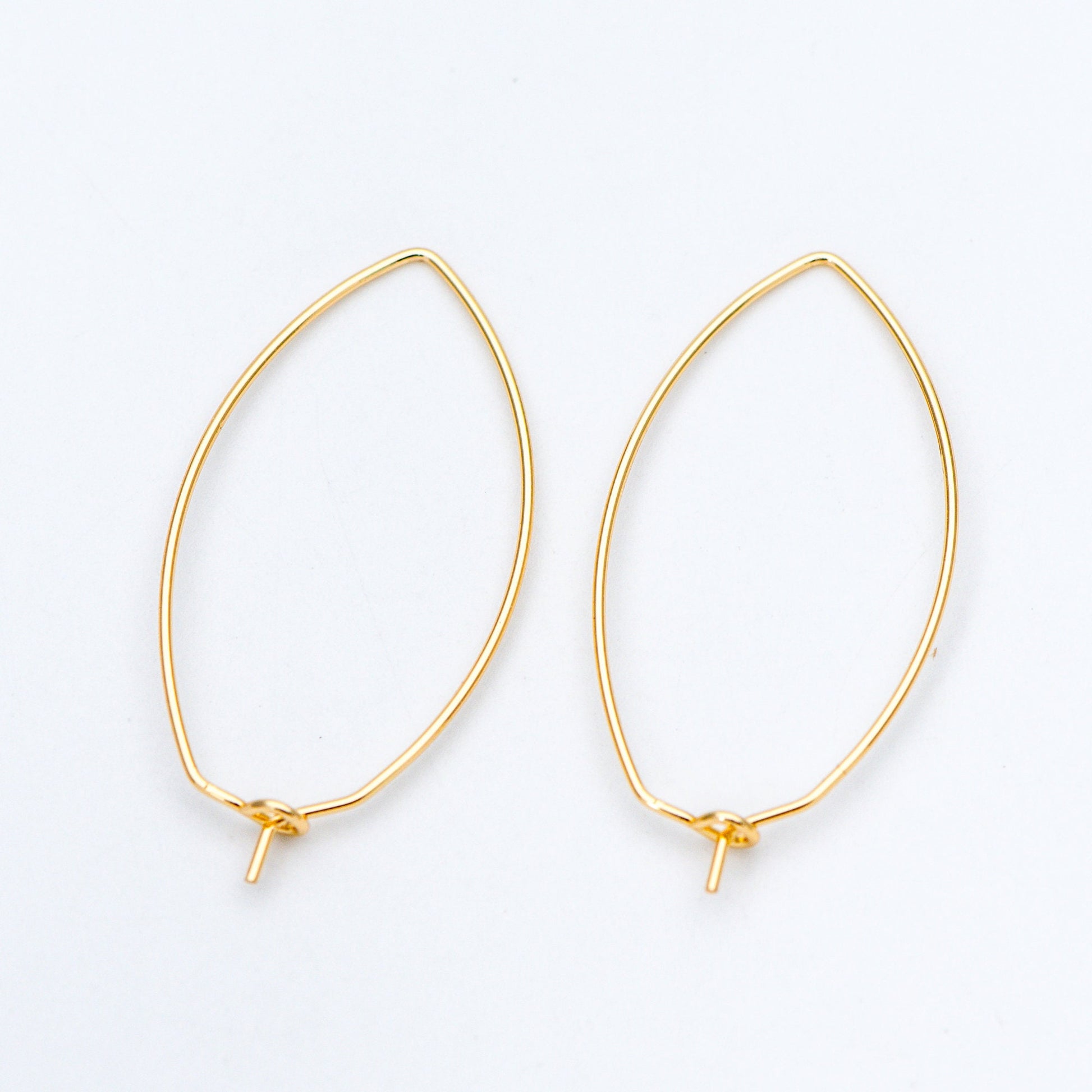 10pcs Gold/ Silver Tone Oval Hoop Ear Wire, Gold/ Rhodium plated Brass Threader Earrings (GB-659)