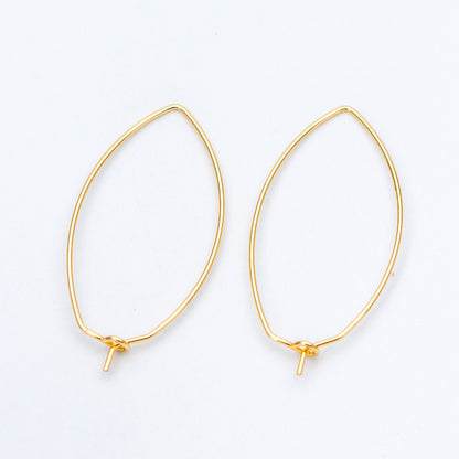 10pcs Gold/ Silver Tone Oval Hoop Ear Wire, Gold/ Rhodium plated Brass Threader Earrings (GB-659)