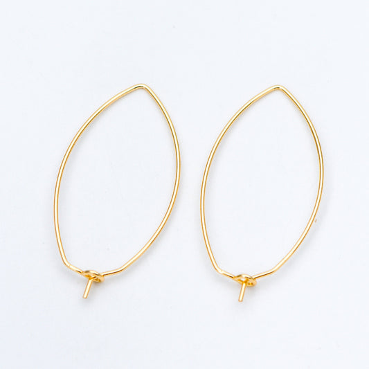 10pcs Gold/ Silver Tone Oval Hoop Ear Wire, Gold/ Rhodium plated Brass Threader Earrings (GB-659)