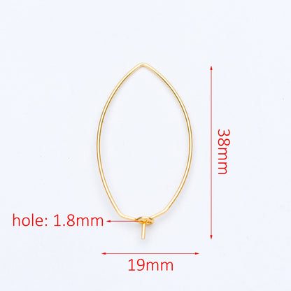 10pcs Gold/ Silver Tone Oval Hoop Ear Wire, Gold/ Rhodium plated Brass Threader Earrings (GB-659)