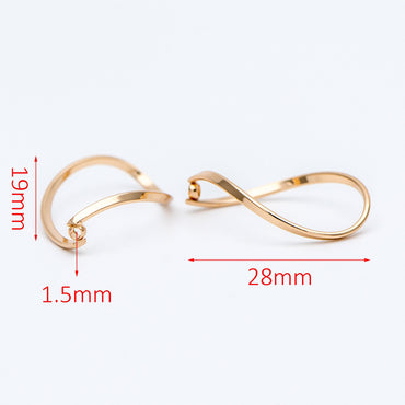 10pcs Gold Wire Hoop Charms 28x19mm, Gold plated Brass Twist Earring Pendants (GB-660)