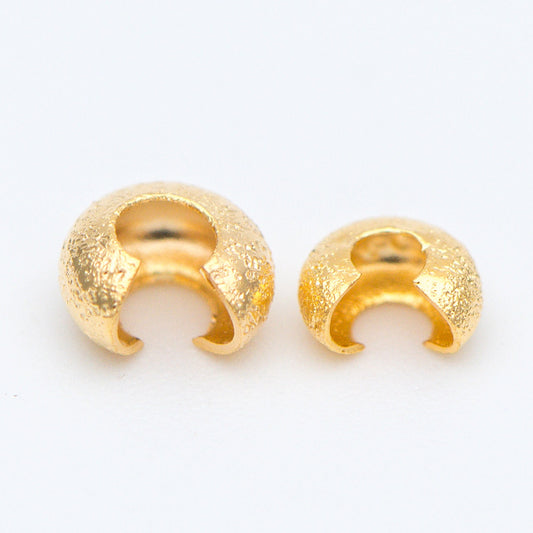 20pcs Gold Crimp Bead Covers, 18K Gold/ Rhodium plated Brass, Conceal Crimp Ends 4/ 5mm (GB-661)