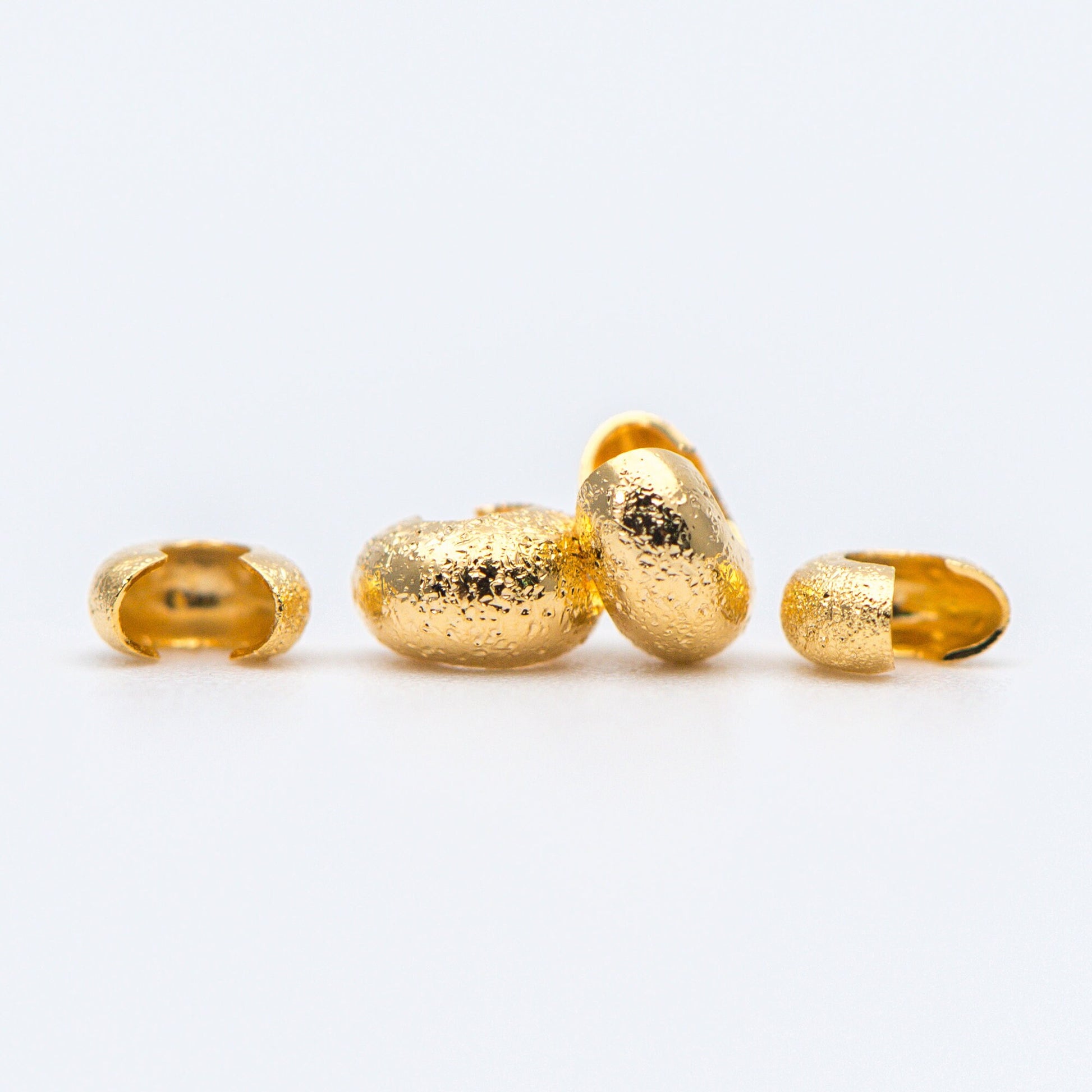 20pcs Gold Crimp Bead Covers, 18K Gold plated Brass, Conceal Crimp Ends 4/ 5mm (GB-661)