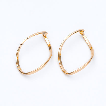 10pcs Gold Wire Hoop Charms 28x19mm, Gold plated Brass Twist Earring Pendants (GB-660)
