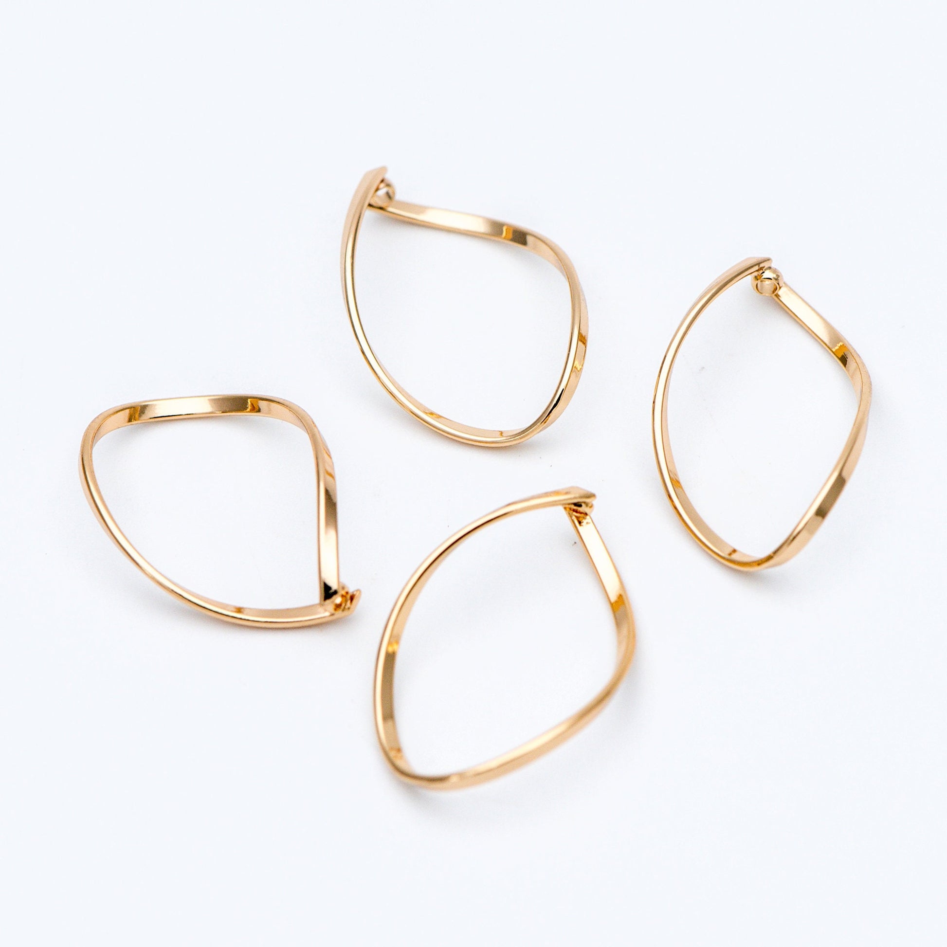 10pcs Gold Wire Hoop Charms 28x19mm, Gold plated Brass Twist Earring Pendants (GB-660)