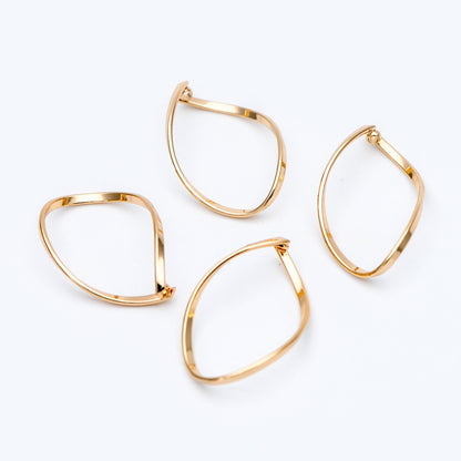10pcs Gold Wire Hoop Charms 28x19mm, Gold plated Brass Twist Earring Pendants (GB-660)