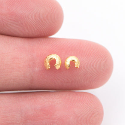 20pcs Gold Crimp Bead Covers, 18K Gold plated Brass, Conceal Crimp Ends 4/ 5mm (GB-661)