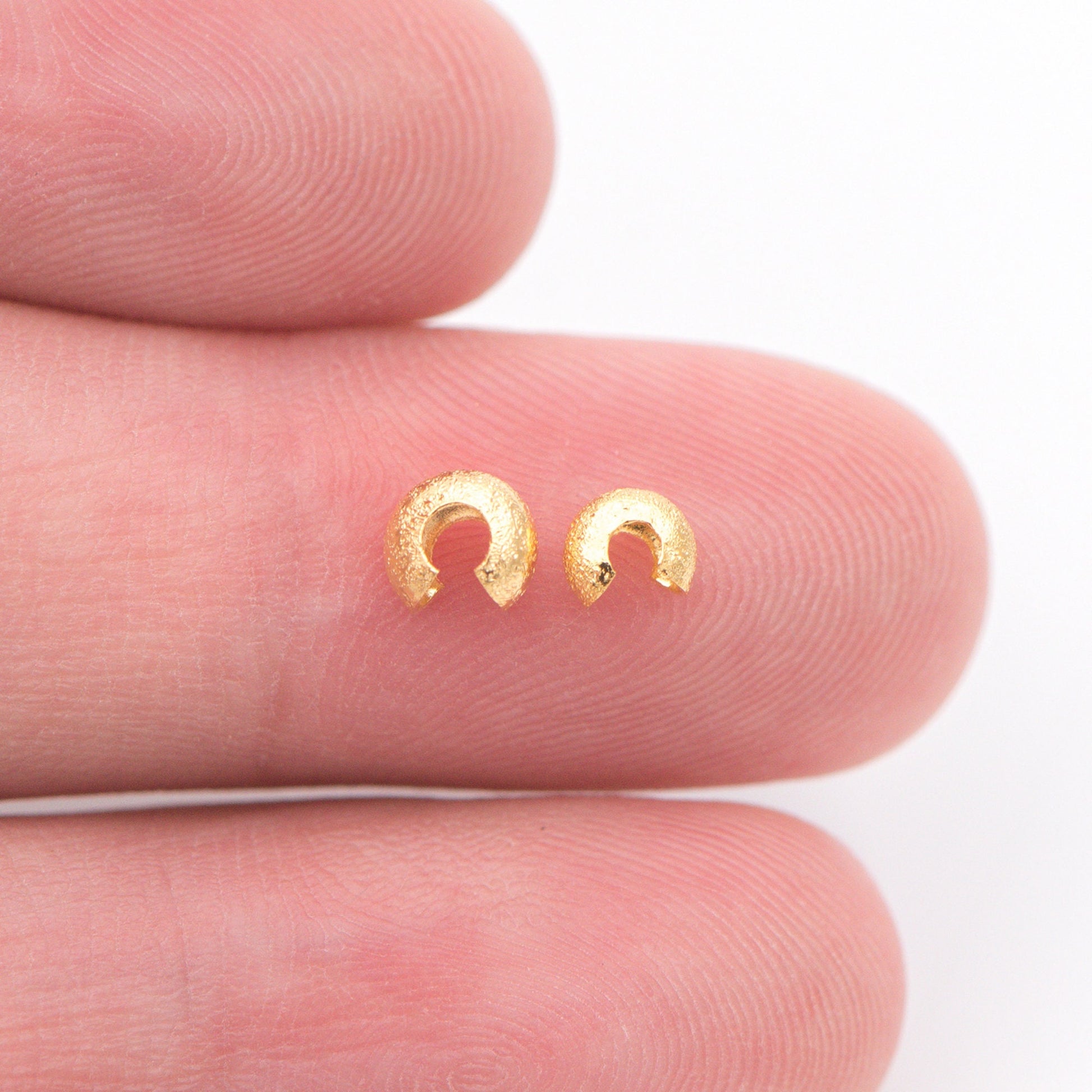 20pcs Gold Crimp Bead Covers, 18K Gold/ Rhodium plated Brass, Conceal Crimp Ends 4/ 5mm (GB-661)