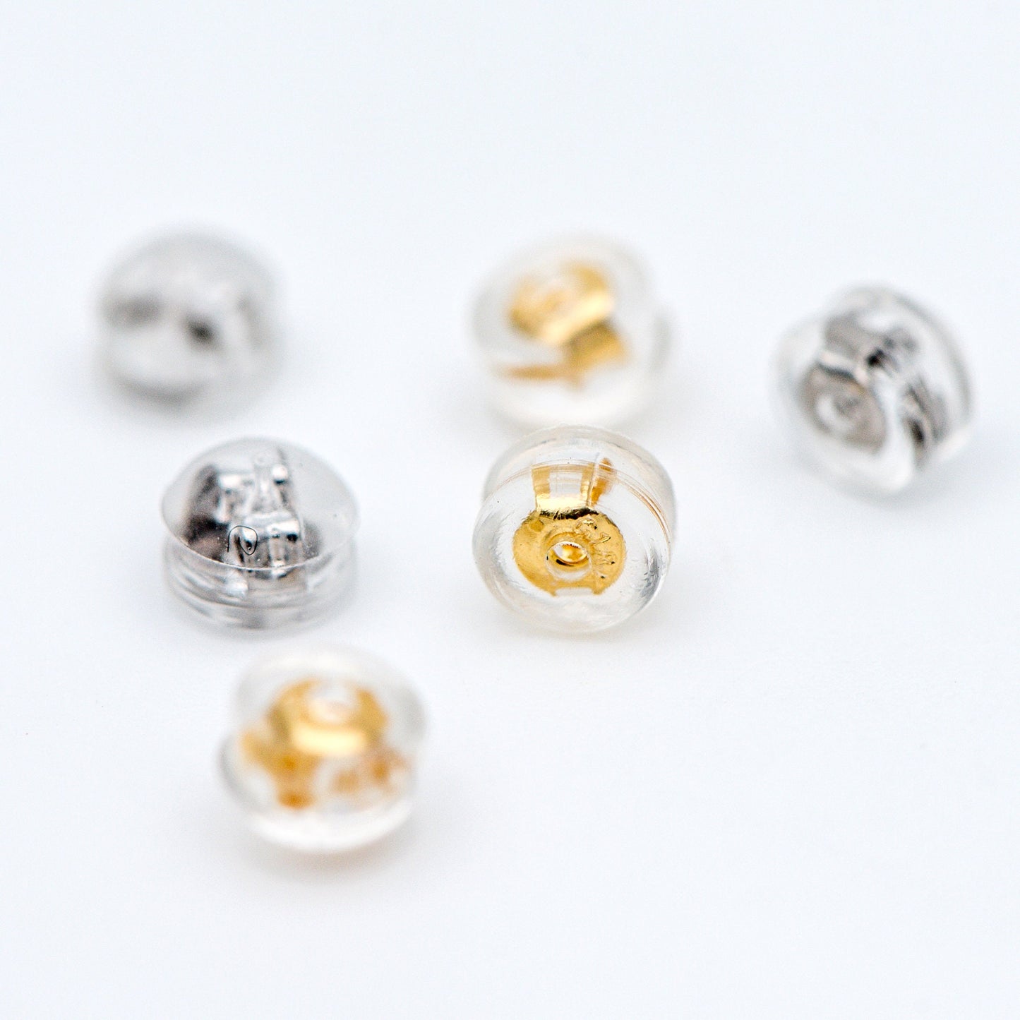 20pcs Gold /Silver tone Ear Nuts 5mm, Earring Back Stoppers with Rubber Covers, DIY Earring Findings Wholesale (#GB-651-E)