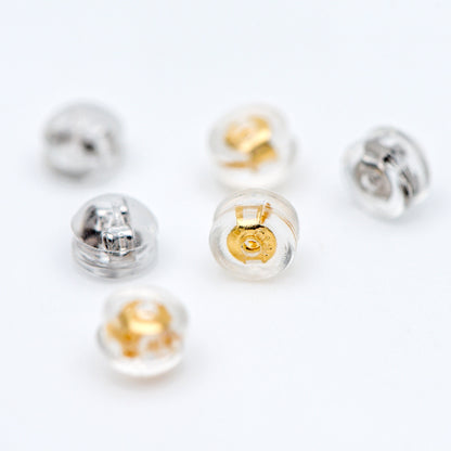 20pcs Gold /Silver tone Ear Nuts 5mm, Earring Back Stoppers with Rubber Covers, DIY Earring Findings Wholesale (#GB-651-E)