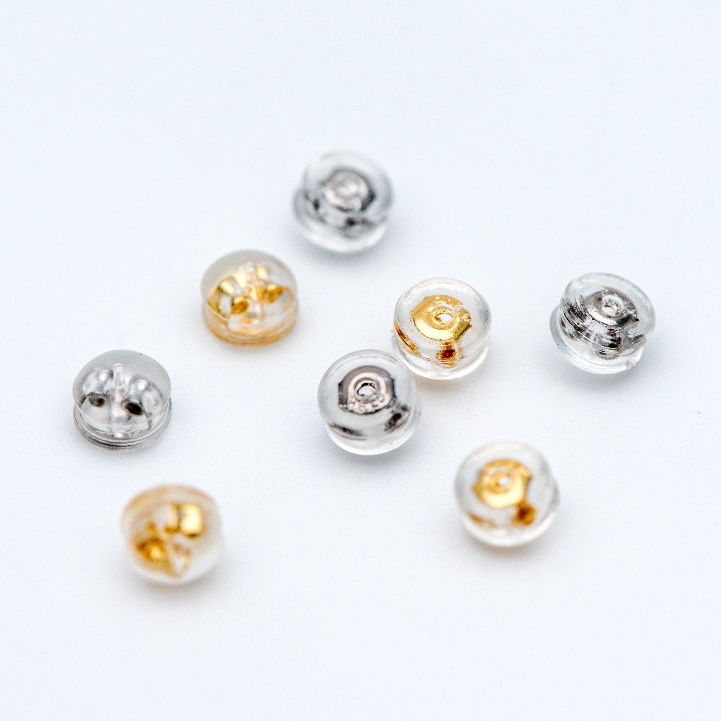 20pcs Gold /Silver tone Ear Nuts 5mm, Earring Back Stoppers with Rubber Covers, DIY Earring Findings Wholesale (#GB-651-E)