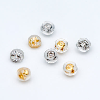 20pcs Gold /Silver tone Ear Nuts 5mm, Earring Back Stoppers with Rubber Covers, DIY Earring Findings Wholesale (#GB-651-E)