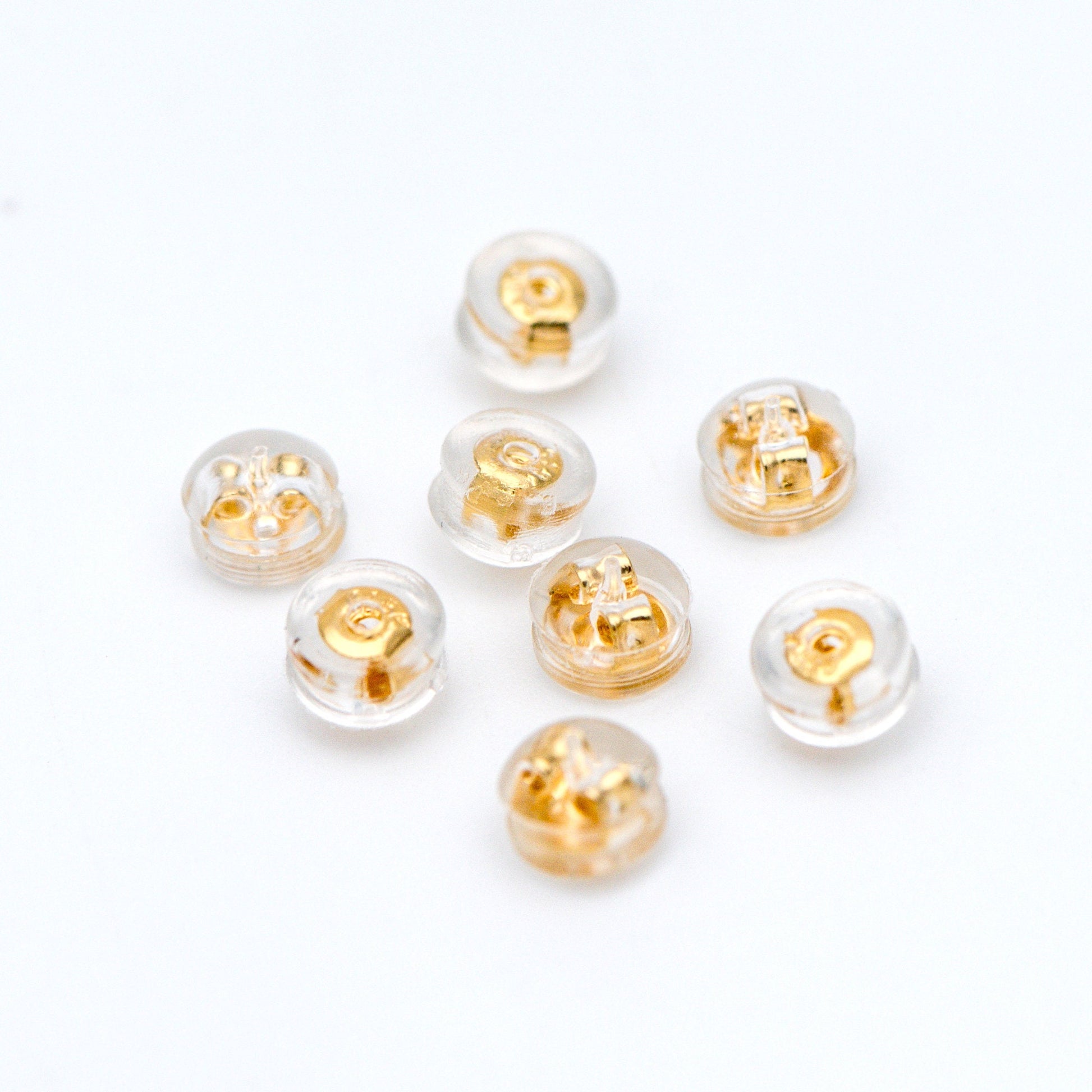 20pcs Gold /Silver tone Ear Nuts 5mm, Earring Back Stoppers with Rubber Covers, DIY Earring Findings Wholesale (#GB-651-E)