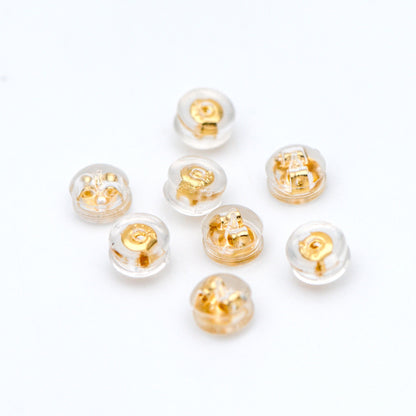 20pcs Gold /Silver tone Ear Nuts 5mm, Earring Back Stoppers with Rubber Covers, DIY Earring Findings Wholesale (#GB-651-E)