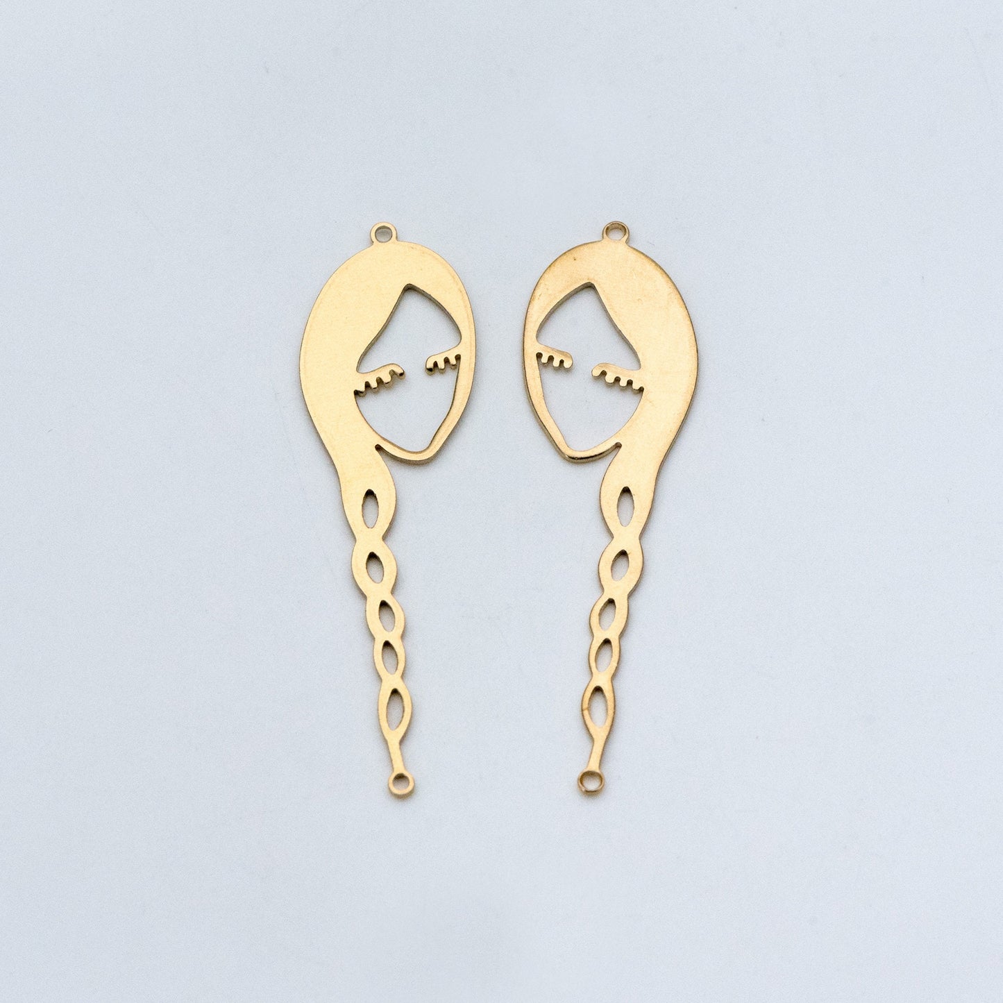 10pcs Raw Brass Face Outline Charms, Vintage Styled Face Pendants Wholesale (RB-141)