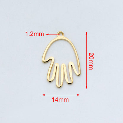 20pcs Raw Brass Hand Charm 20x14mm, Yellow Brass Gesture Pendants, Brass Findings Wholesale (RB-145)
