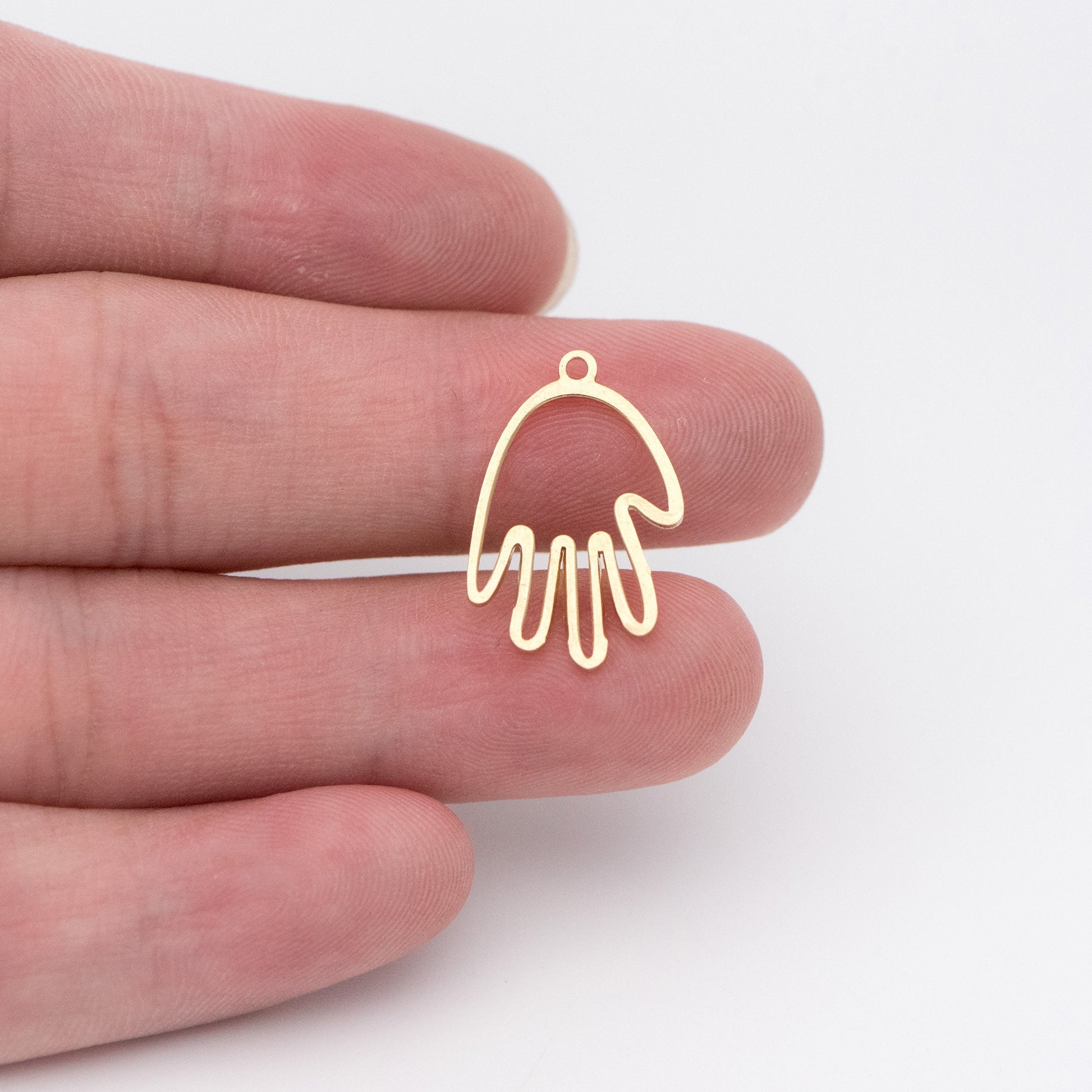 20pcs Raw Brass Hand Charm 20x14mm, Yellow Brass Gesture Pendants, Brass Findings Wholesale (RB-145)