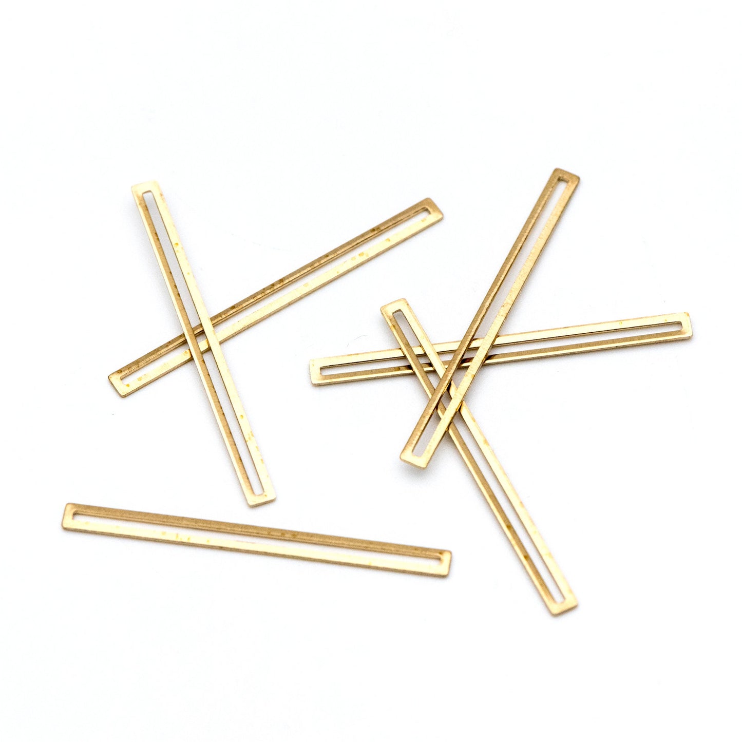 20pcs Raw Brass Bar Charm Connectors 40x3mm, Geometric Long Link Pendants (RB-113)
