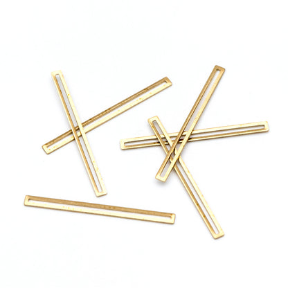 20pcs Raw Brass Bar Charm Connectors 40x3mm, Geometric Long Link Pendants (RB-113)