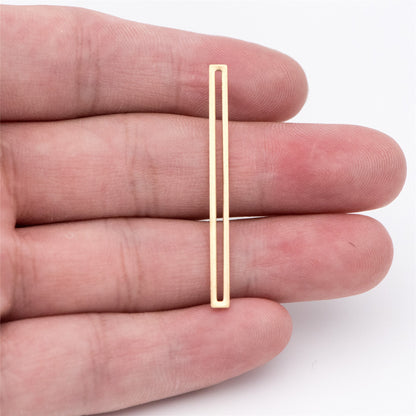 20pcs Raw Brass Bar Charm Connectors 40x3mm, Geometric Long Link Pendants (RB-113)