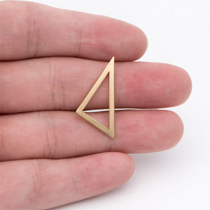 20pcs Raw Brass Triangle Pendants 22x15mm, Geometric Link Charms (RB-115)