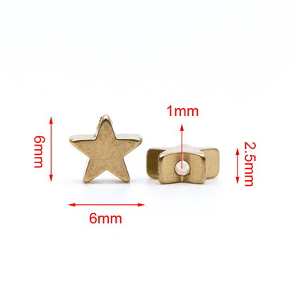 20pcs Raw Brass Star Spacer Beads, 5/ 6/ 11mm Multi Size (RB-117)