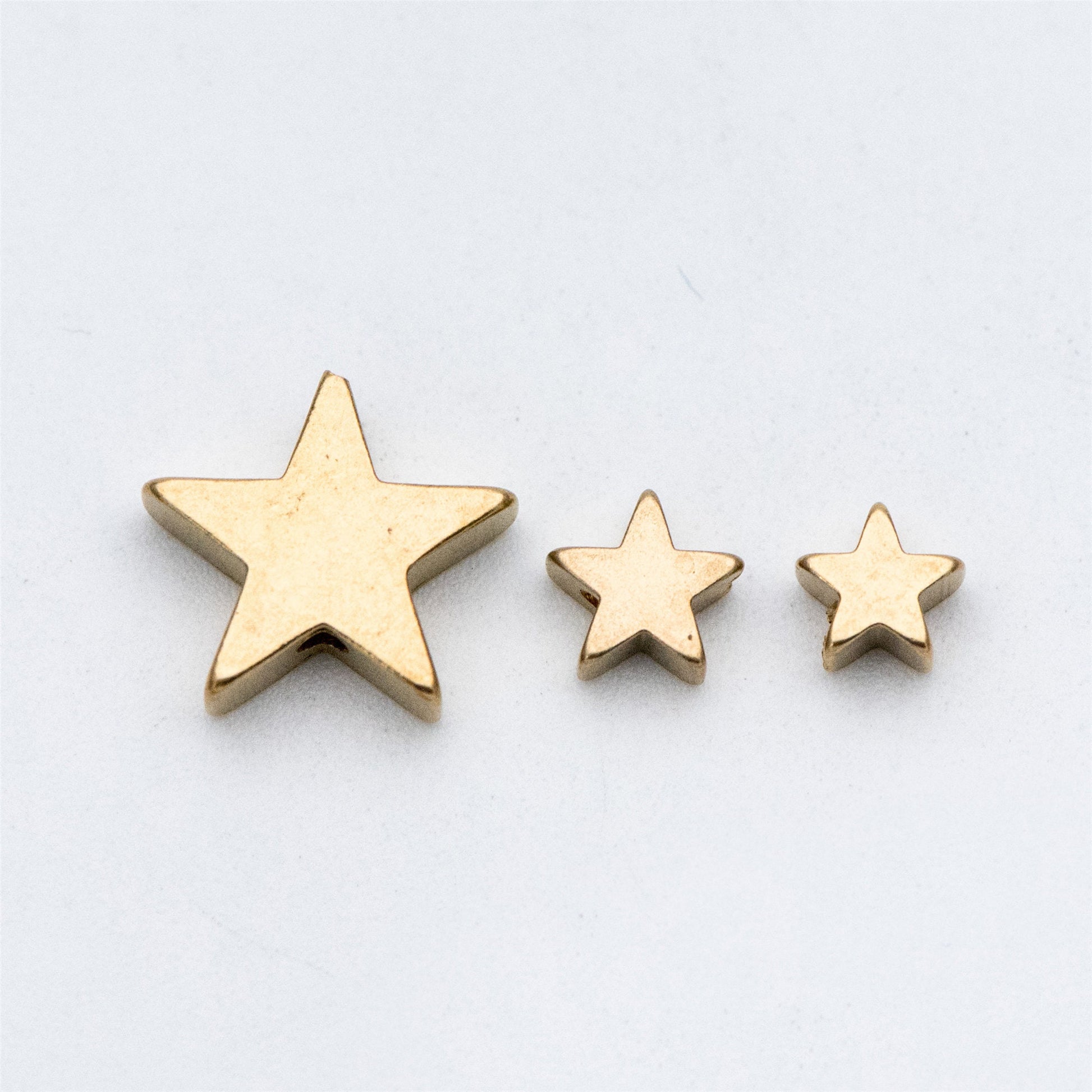 20pcs Raw Brass Star Spacer Beads, 5/ 6/ 11mm Multi Size (RB-117)