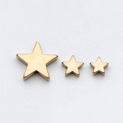20pcs Raw Brass Star Spacer Beads, 5/ 6/ 11mm Multi Size (RB-117)