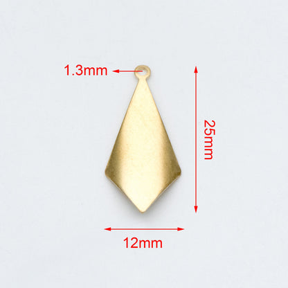 20pcs Raw Brass Rhombus Charms 25x12mm, Geometric Stamping Earring Pendants, Brass Findings Wholesale (RB-119)