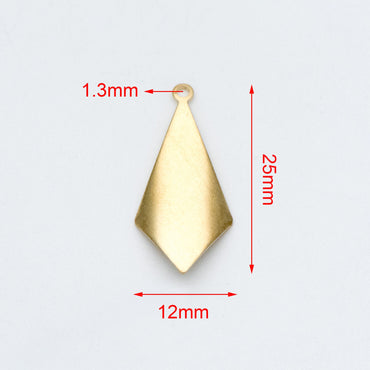 20pcs Raw Brass Rhombus Charms 25x12mm, Geometric Stamping Earring Pendants, Brass Findings Wholesale (RB-119)