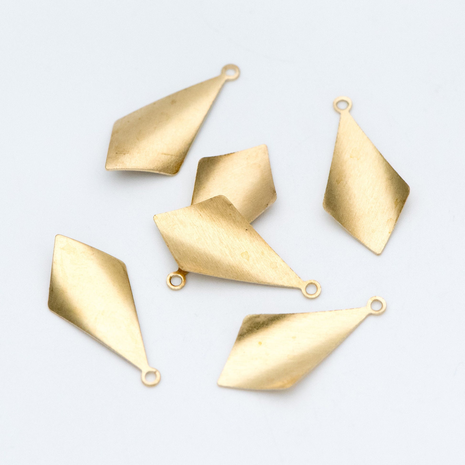 20pcs Raw Brass Rhombus Charms 25x12mm, Geometric Stamping Earring Pendants, Brass Findings Wholesale (RB-119)