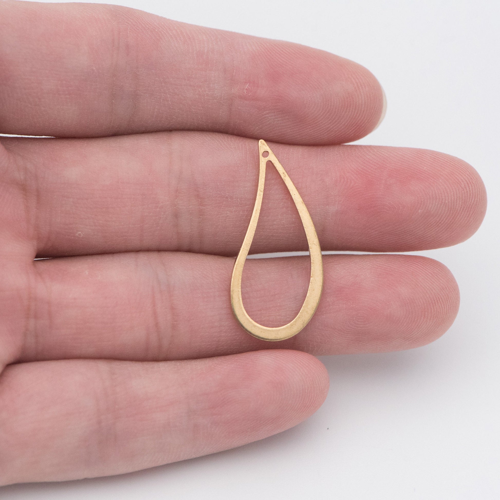 20pcs Raw Brass Link Pendants 29x13mm, Geometric Teardrop Hoop Charms (RB-121)