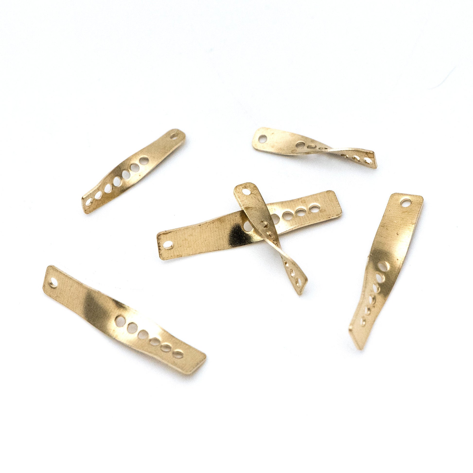 20pcs Raw Brass Link Pendants 19/ 27mm, Geometric Twisted Bar Charm Connectors (RB-122)