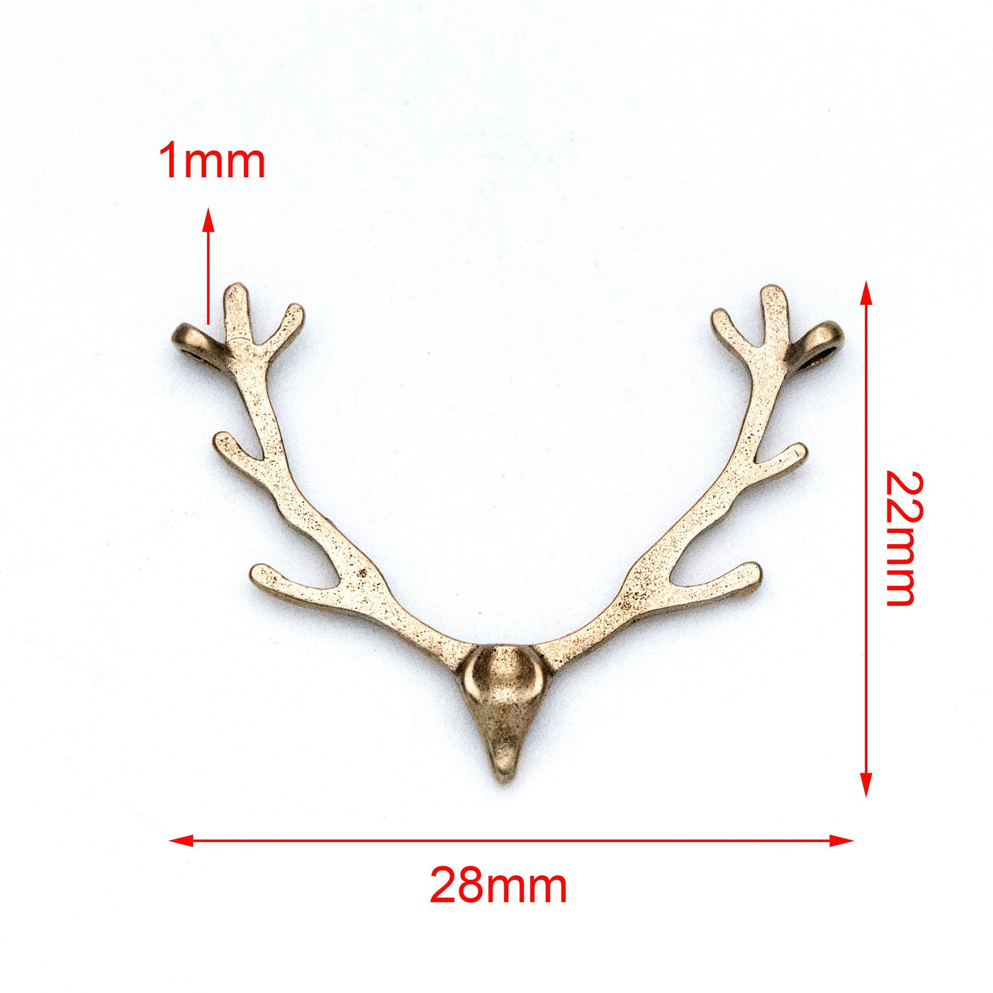 20pcs Raw Brass Antlers Charm Connectors 28x22mm, Brass Necklace Pendant Findings Wholesale (RB-130)