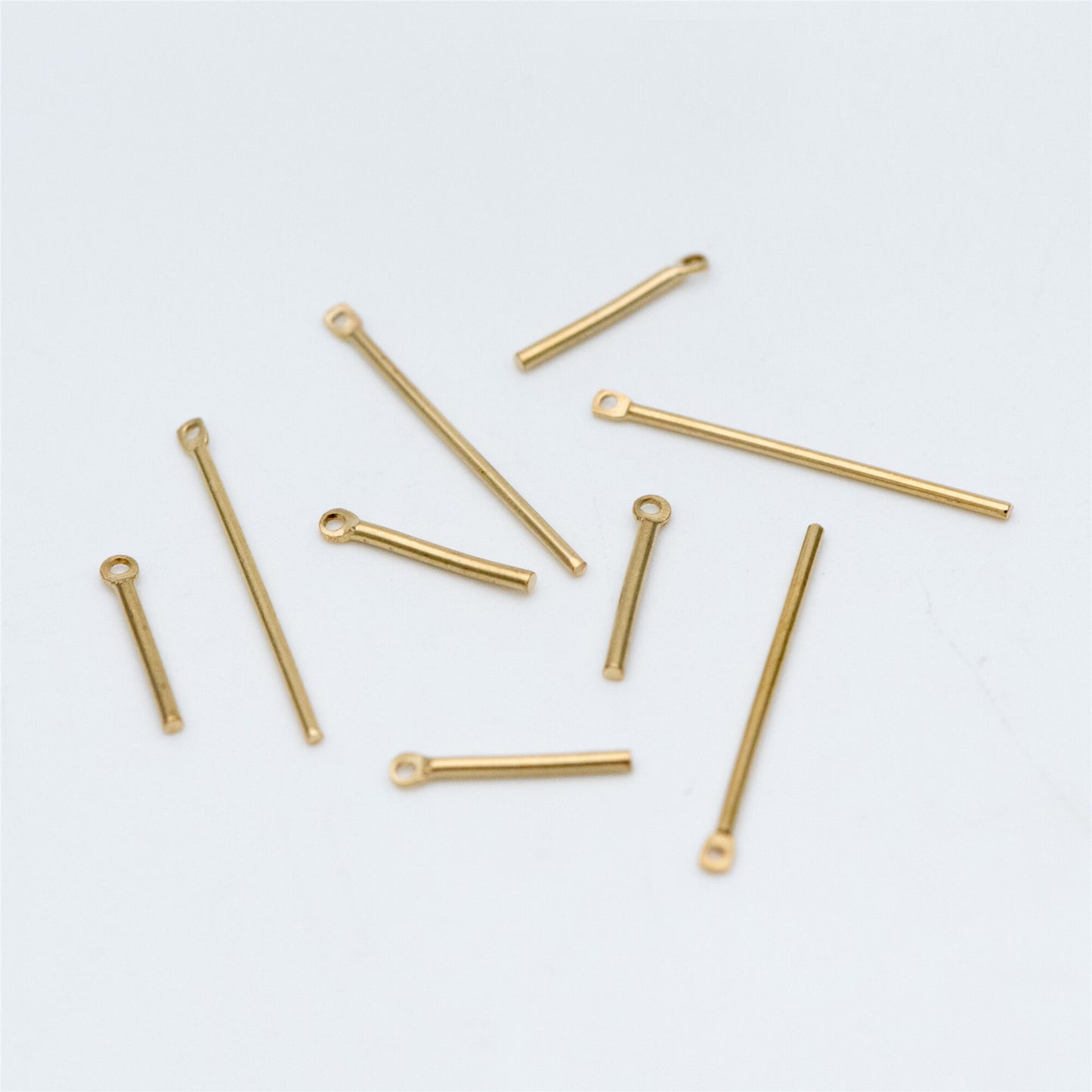 100pcs Raw Brass Bar Charms, Long Tube Pendants, 15x1.2mm/ 25x1mm (RB-131)