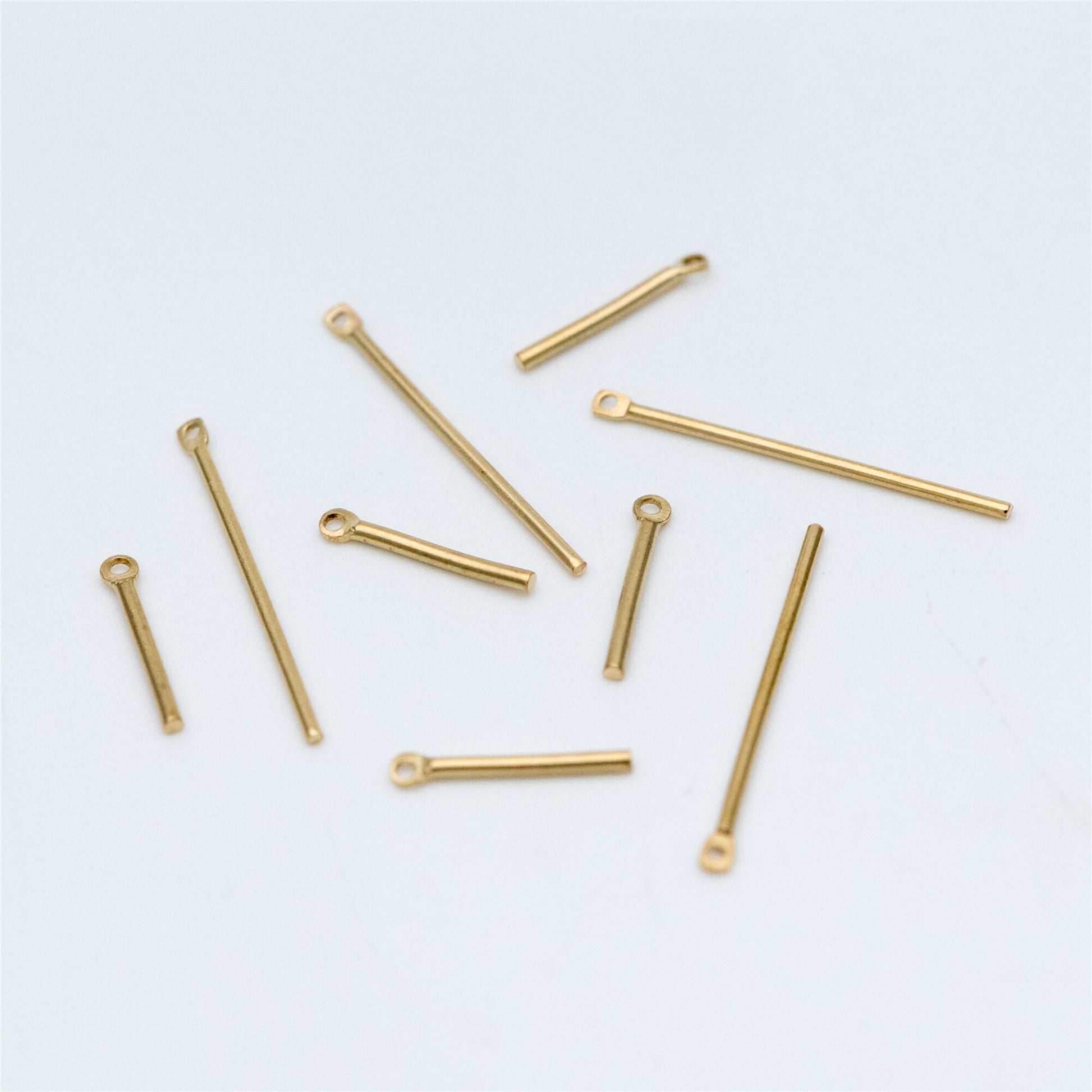 100pcs Raw Brass Bar Charms, Long Tube Pendants, 15x1.2mm/ 25x1mm (RB-131)