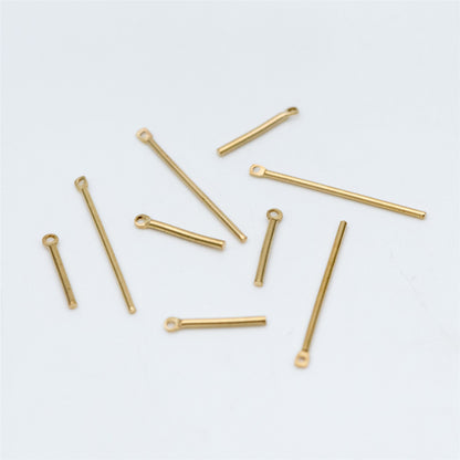 100pcs Raw Brass Bar Charms, Long Tube Pendants, 15x1.2mm/ 25x1mm (RB-131)