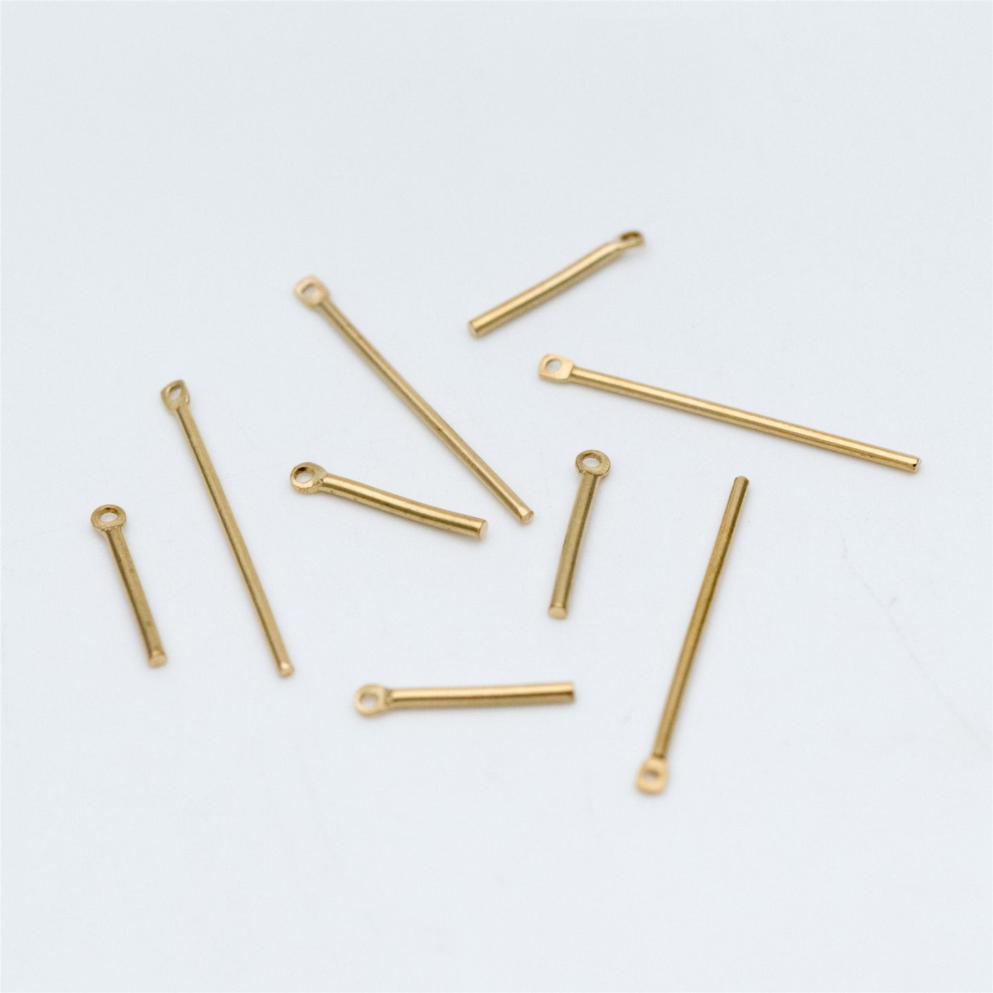 100pcs Raw Brass Bar Charms, Long Tube Pendants, 15x1.2mm/ 25x1mm (RB-131)