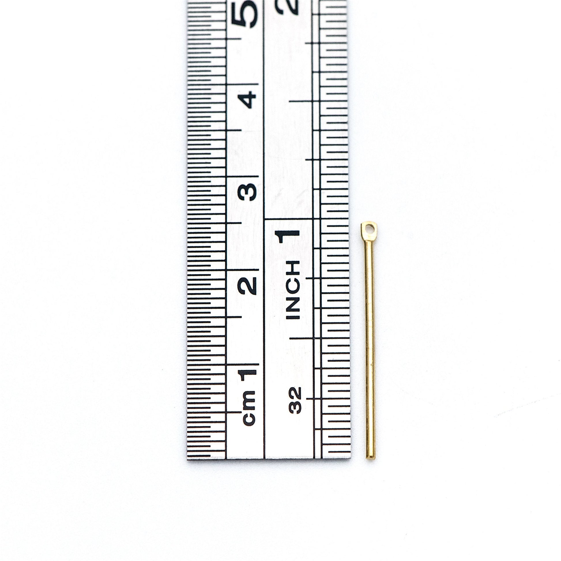 100pcs Raw Brass Bar Charms, Long Tube Pendants, 15x1.2mm/ 25x1mm (RB-131)