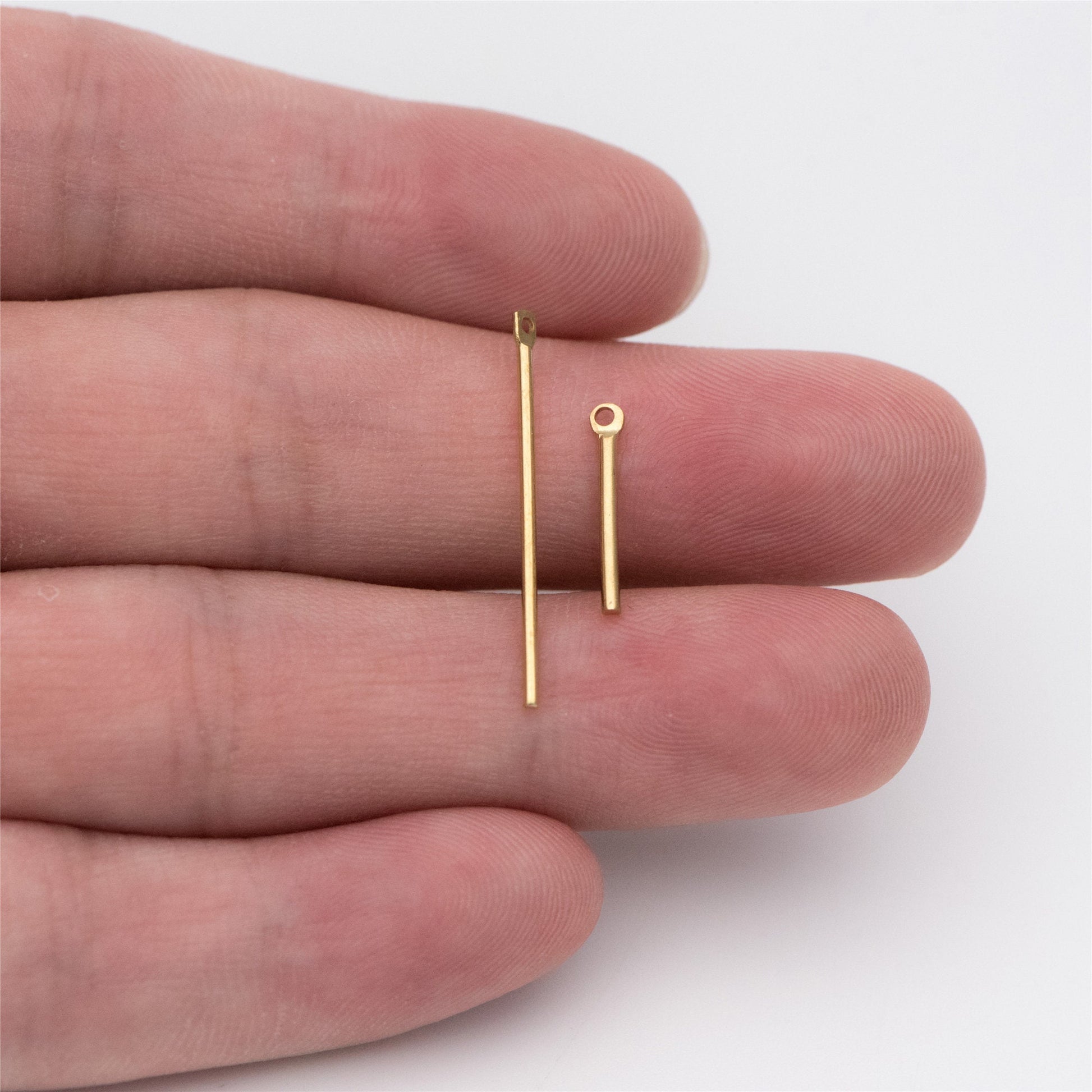 100pcs Raw Brass Bar Charms, Long Tube Pendants, 15x1.2mm/ 25x1mm (RB-131)